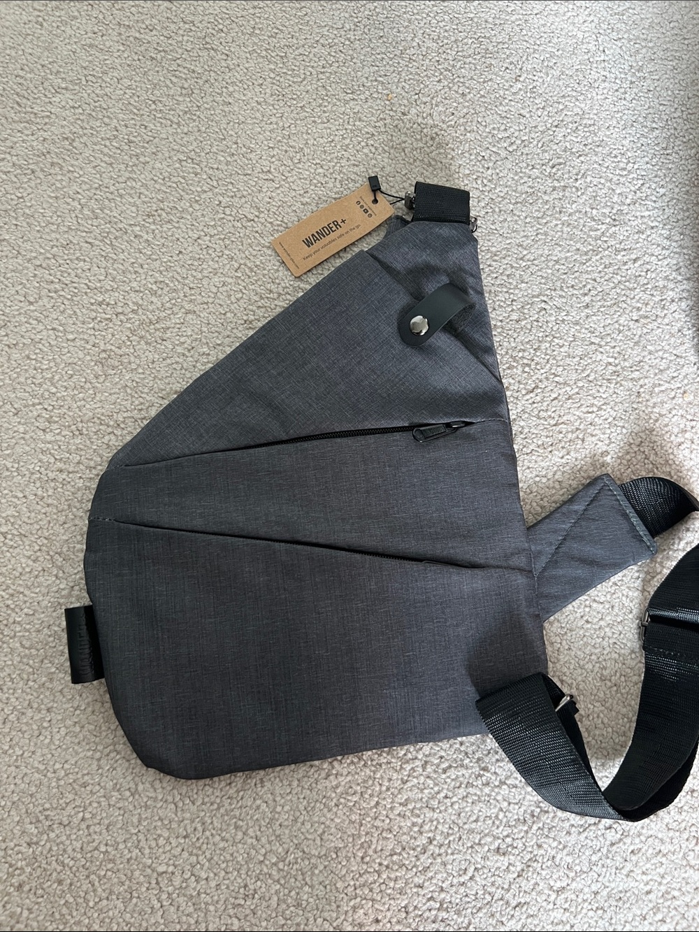 Wander Dark Gray Triangular Sling Crossbody Bag